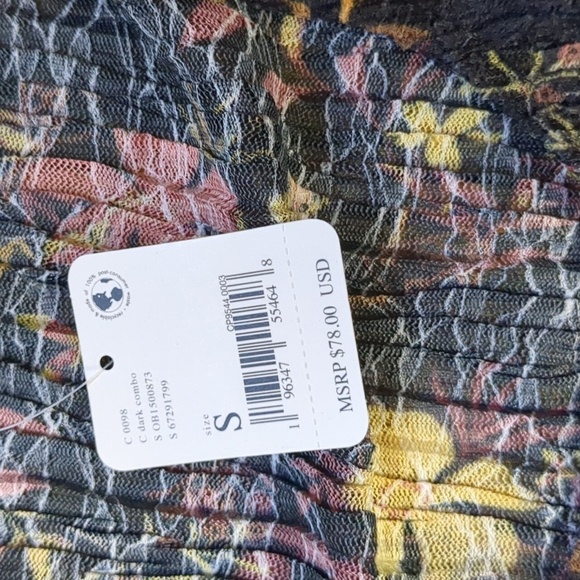 Free People floral dark combo crop top size small - Picture 4 of 6